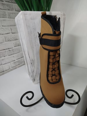 Image of CAMEL STUDDED BOOT W/  BUCKLE