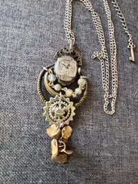 Image 2 of Steampunk repurposed necklace with watch face and rosary beads