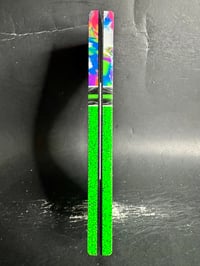 Image 4 of @Kaoticartworks Resin & Green Grip-Tec GLOW Segmented Knife Scales