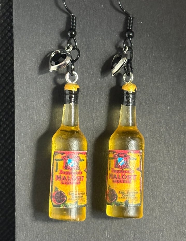 Image of Malort mini bottle earrings 