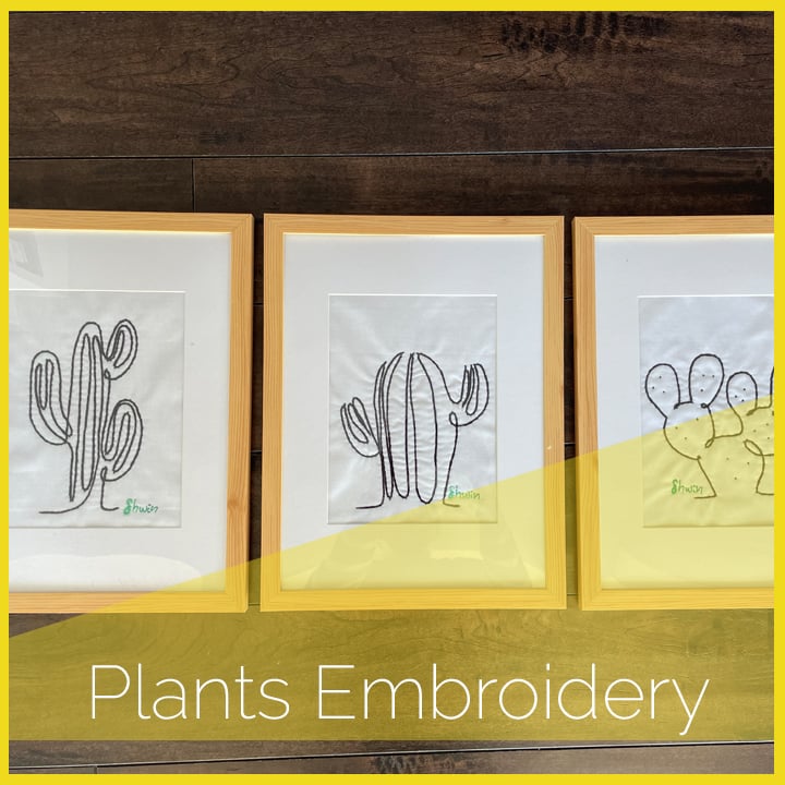 Plant Line Art Embroidery Patterns