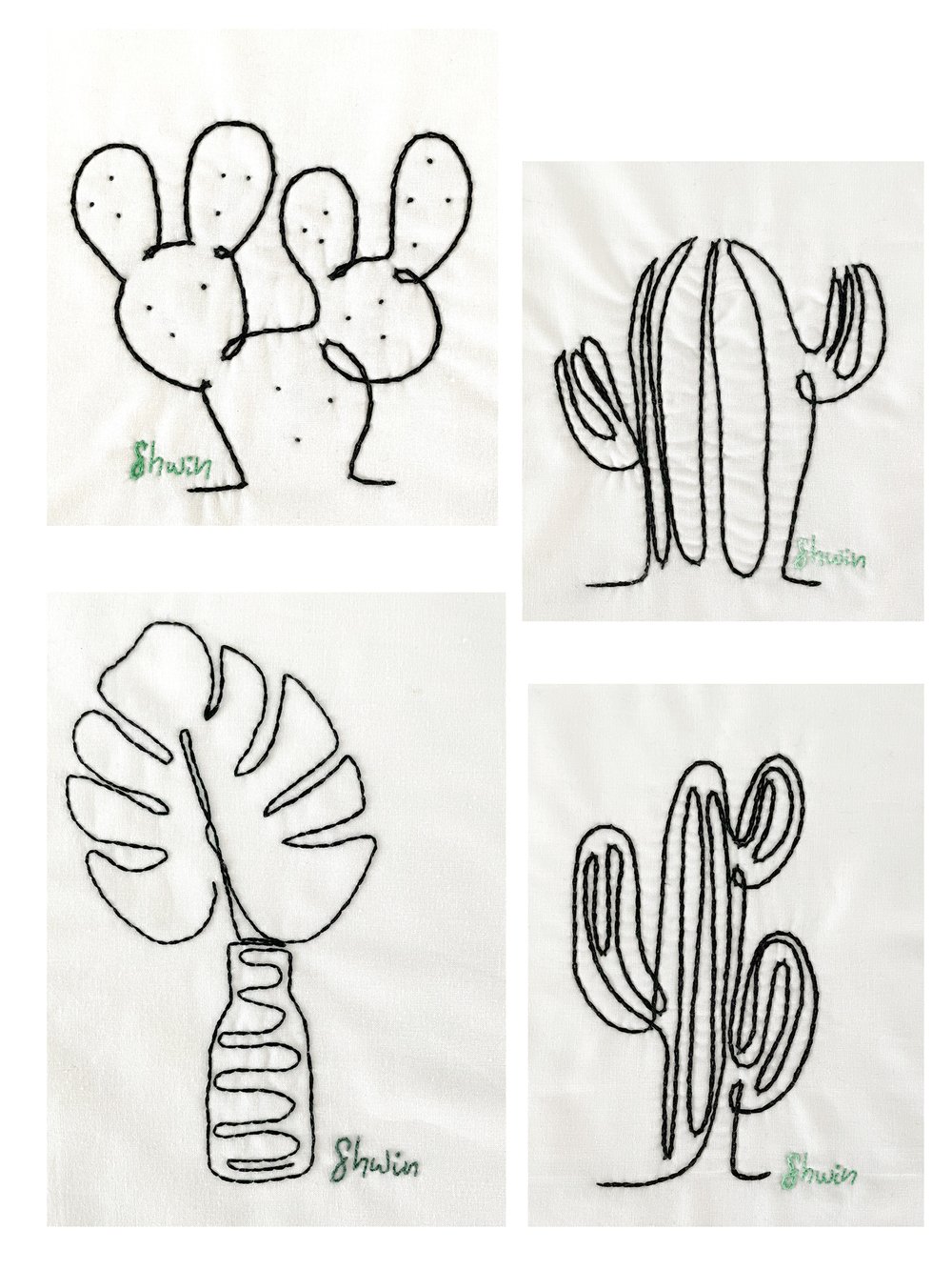 Plant Line Art Embroidery Patterns