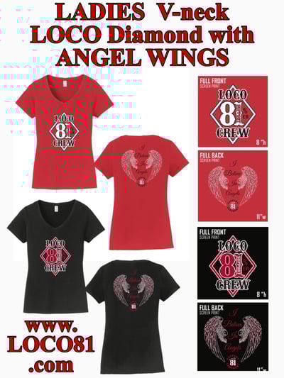 Image of V-NECK LOCO Diamond/ Angel Wings (LL-VN-1R/B)