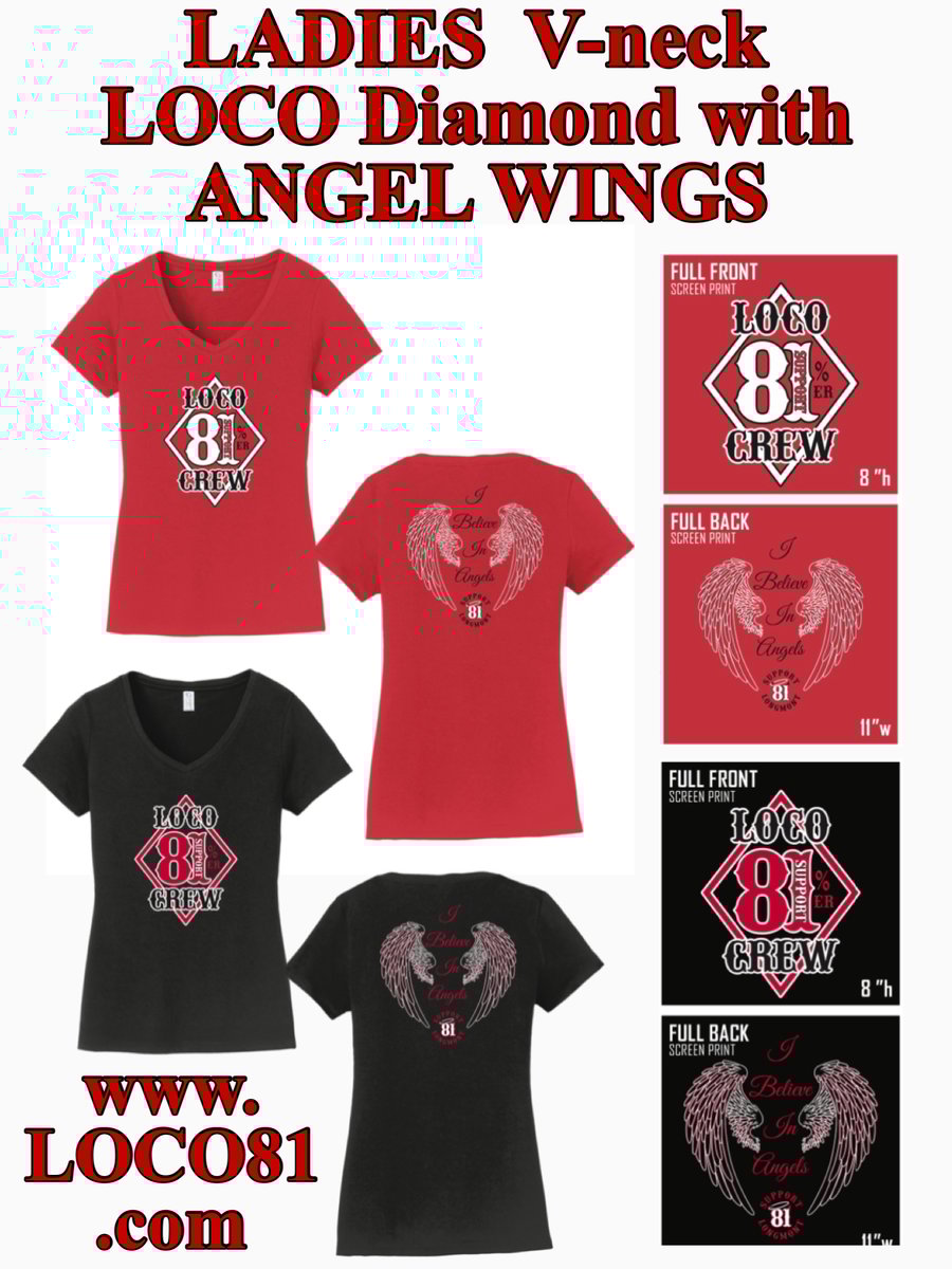 Image of V-NECK LOCO Diamond/ Angel Wings (LL-VN-1R/B)