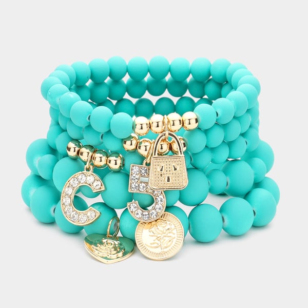 Image of GIRLY GIRL STACKED CHARM BRACELETS