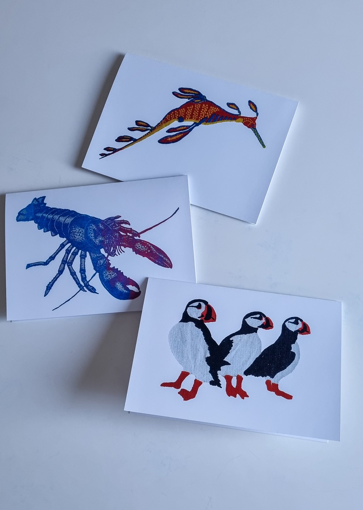 Image of Greeting cards silkscreen print copies set of three for any occasion