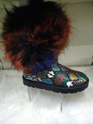 Image of MULTI SNAKE PRINT BOOTS W/ FAUX FUR