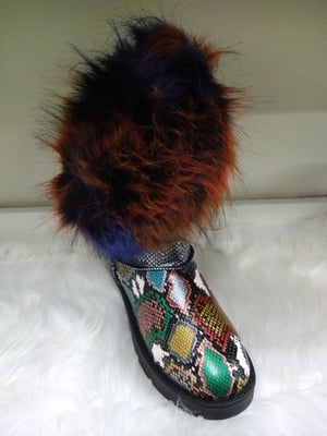 Image of MULTI SNAKE PRINT BOOTS W/ FAUX FUR