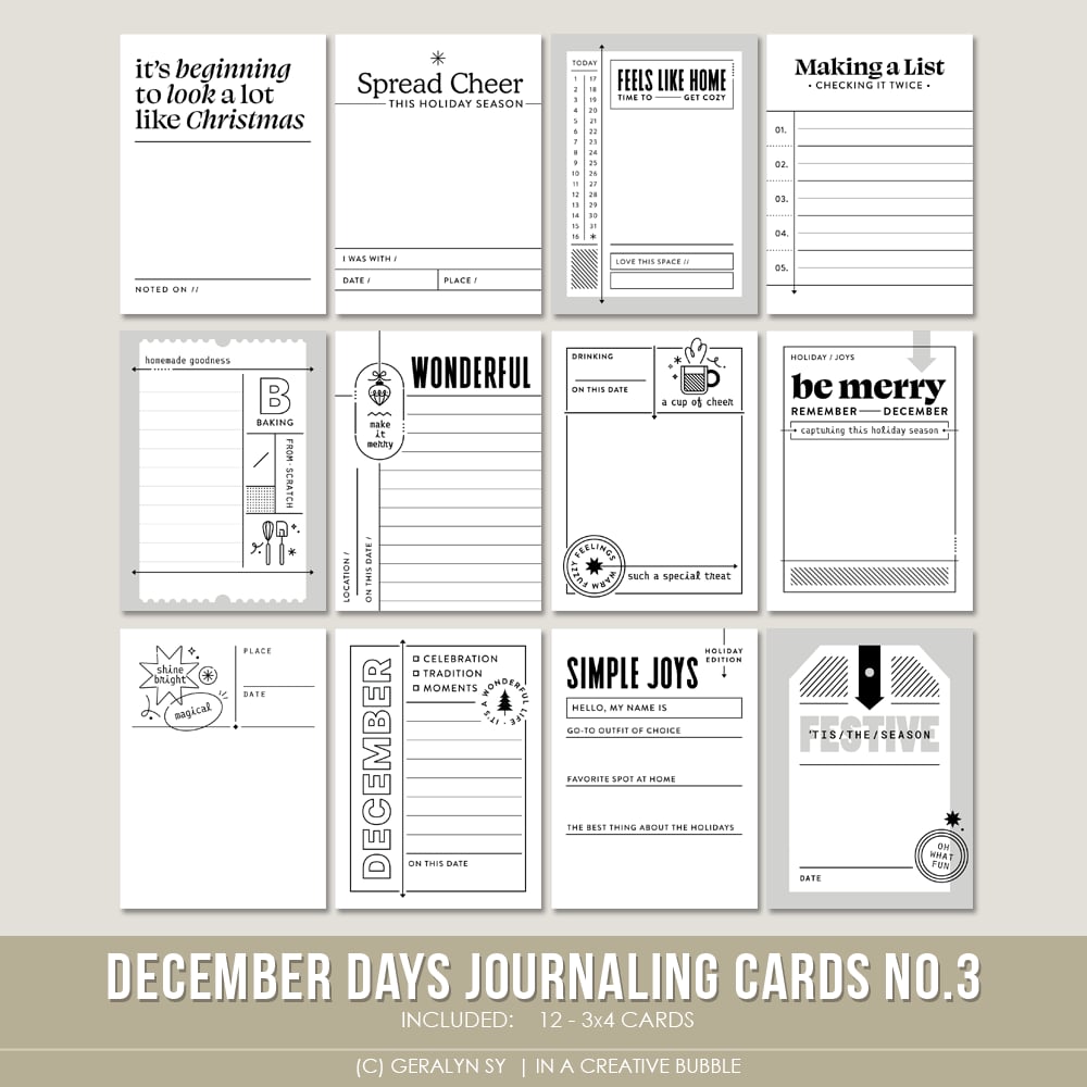 Image of December Days Journaling Cards No.3 (Digital)