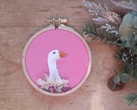 Image 1 of Hand Embroidered Goose Wall Hoop