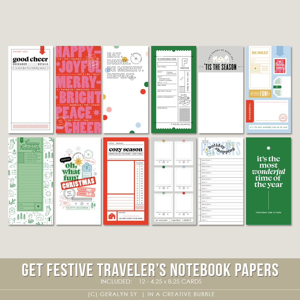 Image of Get Festive Traveler's Notebook Papers (Digital)