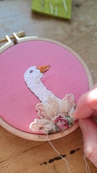 Image 2 of Hand Embroidered Goose Wall Hoop