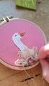 Hand Embroidered Goose Wall Hoop Image 2