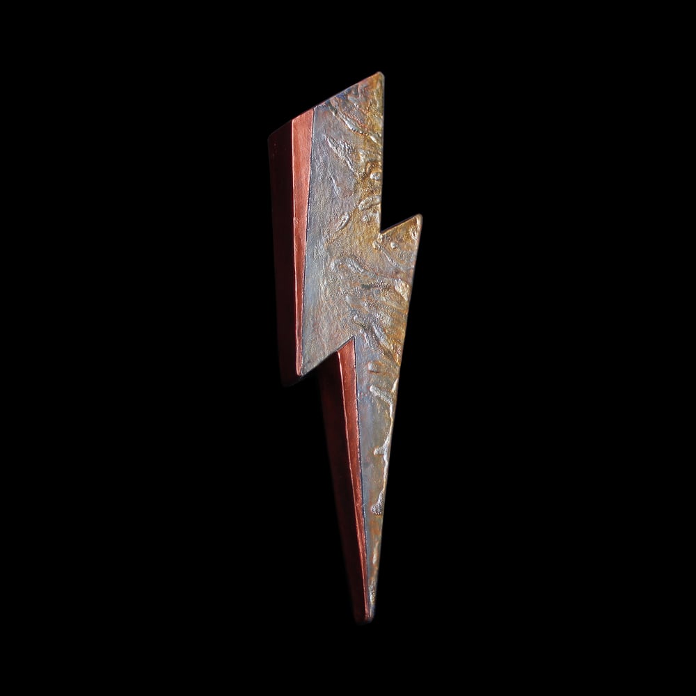 'Golden Copper' Raku Lightning Bolt