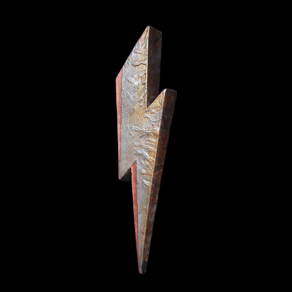 'Golden Copper' Raku Lightning Bolt