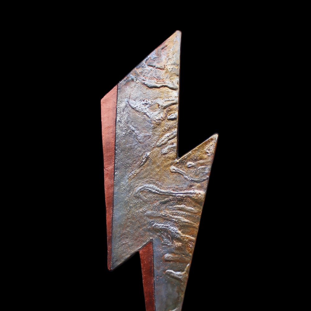 'Golden Copper' Raku Lightning Bolt