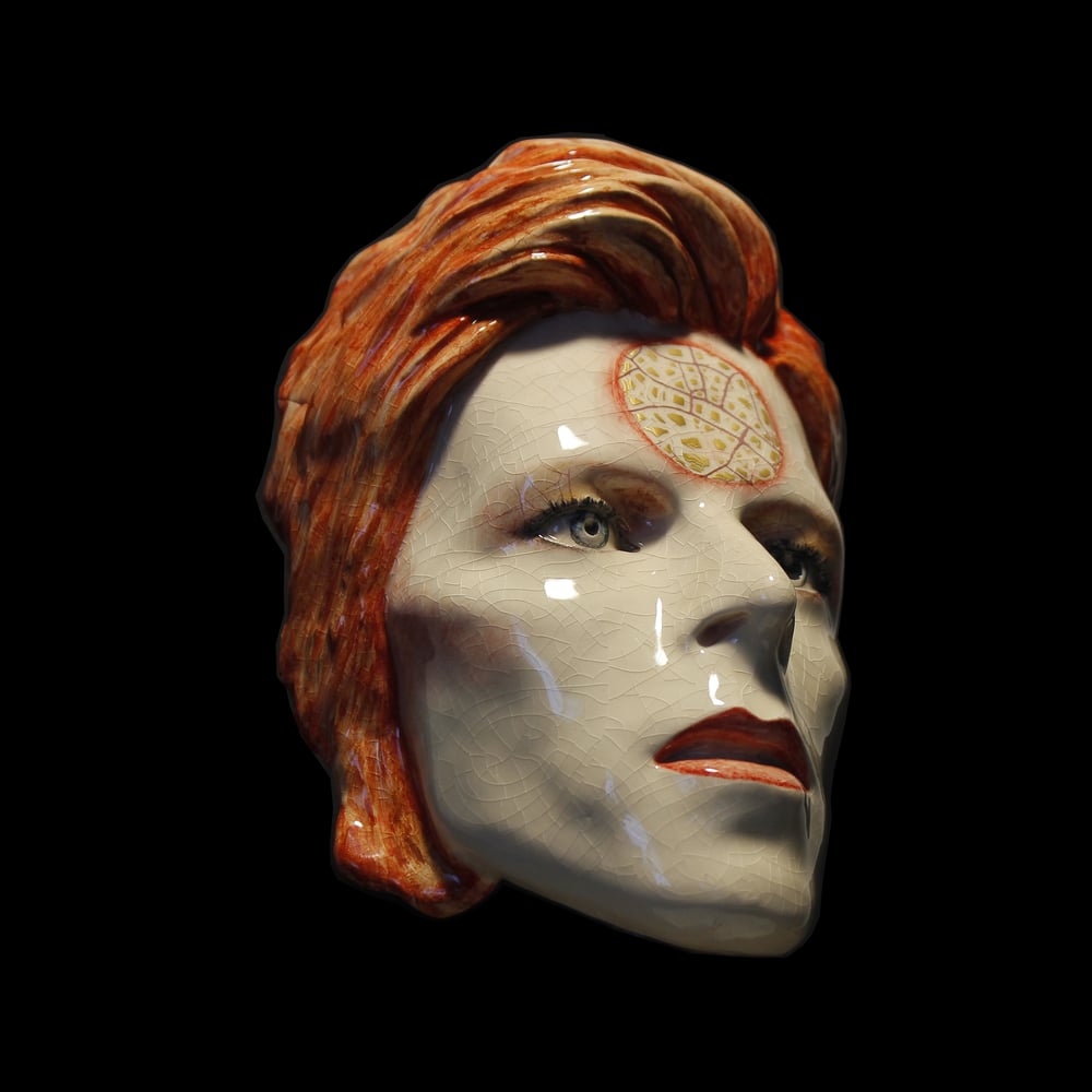 'Ziggy Stardust' Original Painted Ceramic Face Sculpture