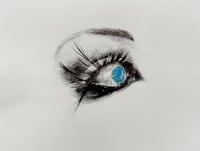 Image 1 of One of a kind Bloodshot Eye; gold foil print with iridescent blue on cream paper