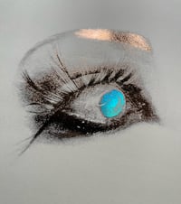 Image 2 of One of a kind Bloodshot Eye; gold foil print with iridescent blue on cream paper