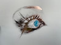 Image 3 of One of a kind Bloodshot Eye; gold foil print with iridescent blue on cream paper