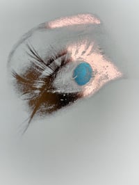 Image 4 of One of a kind Bloodshot Eye; gold foil print with iridescent blue on cream paper