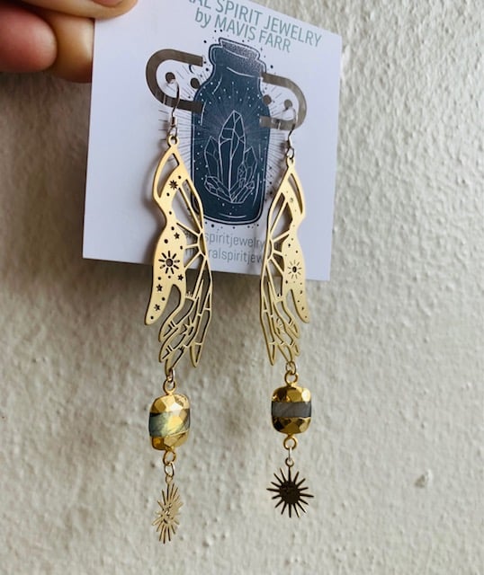 CONJURE: faceted labradorite and 12k gold earrings