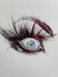 Image 3 of One of a kind: Eye of Crow red with holographic foil on cream paper