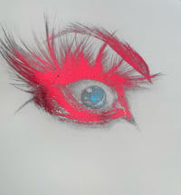 Image 1 of One of a kind: Eye of Crow red with holographic foil on cream paper