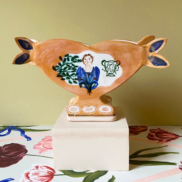 Image of Slight SECOND Tied Tulips - Romantic Vase