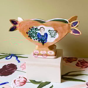 Image of Slight SECOND Tied Tulips - Romantic Vase