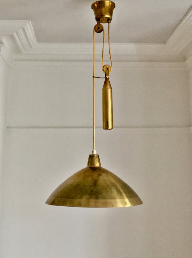 Image of Brass Counter-Balance Pendant Light by Itsu, Finland (Reserved)