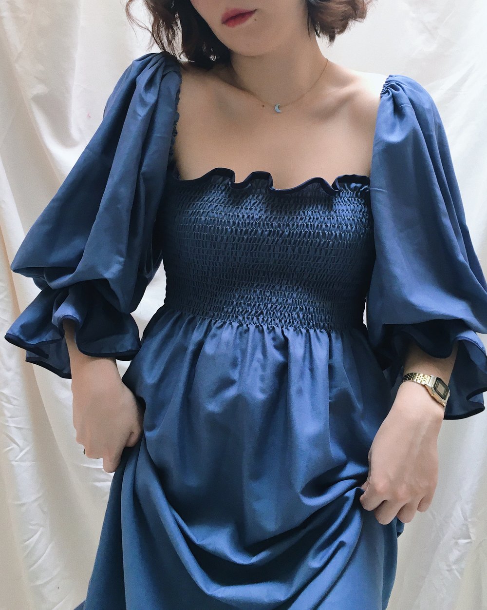 Image of PREORDER — Shirred Puff Sleeve Dress