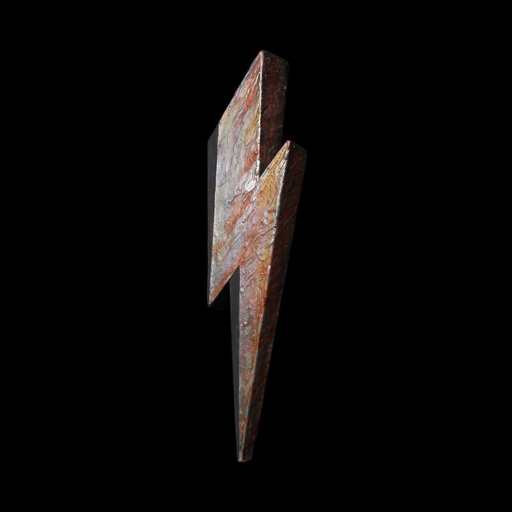 'Golden Copper Acrylic' Raku Lightning Bolt