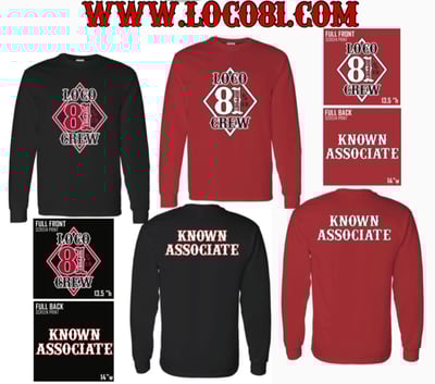 Image of  LOCO CREW Diamond (LS- Long Sleeve) W/ known associate back 