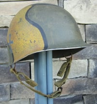 Image 5 of WWII M2 Dbale 82nd Airborne Helmet 504th PIR Paratrooper Front Seam Camo Pattern  