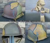 Image 3 of WWII M2 Dbale 82nd Airborne Helmet 504th PIR Paratrooper Front Seam Camo Pattern  