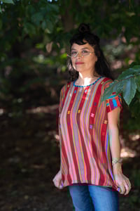 Image 1 of Red Colored Pantelhó Mayan Handmade Huipil 