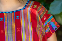 Image 4 of Red Colored Pantelhó Mayan Handmade Huipil 
