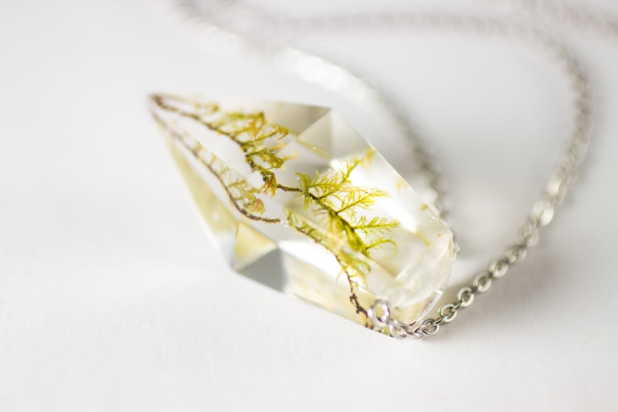 Image of Moss Octahedron Necklace (Eyelet necklace attachment)