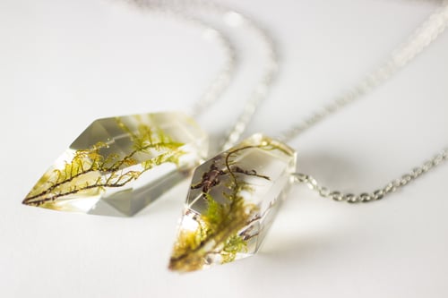 Image of Moss Octahedron Necklace (Eyelet necklace attachment)
