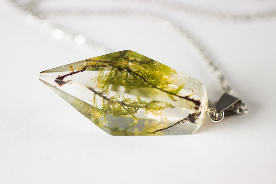 Image of Moss Octahedron Necklace