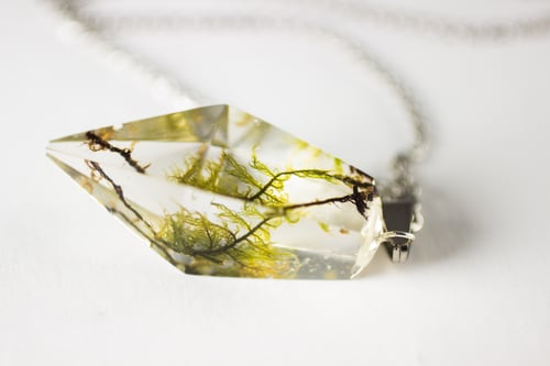 Image of Moss Octahedron Necklace