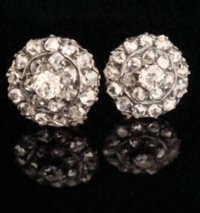 Image 1 of EDWARDIAN 18CT ORIGINAL 2.20CT ROSE CUT DIAMOND CLUSTER EARRINGS