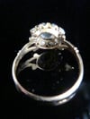 Victorian 18ct yellow gold moonstone and pearl cluster ring