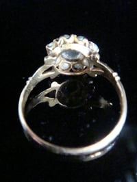 Image 4 of Victorian 18ct yellow gold moonstone and pearl cluster ring