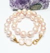 Pink Pearl Necklace with one-off Rose Quartz Clasp 