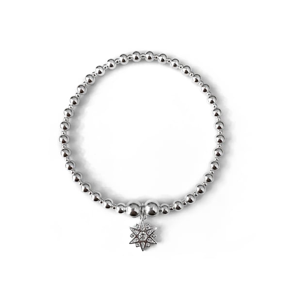 Image of Sterling silver diamanté North Star charm bracelet 