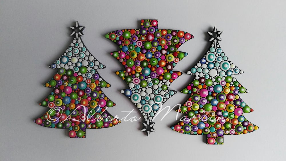Image of (Number 38). New Christmas tree ornaments - Dot art Christmas decor. Set of 3.