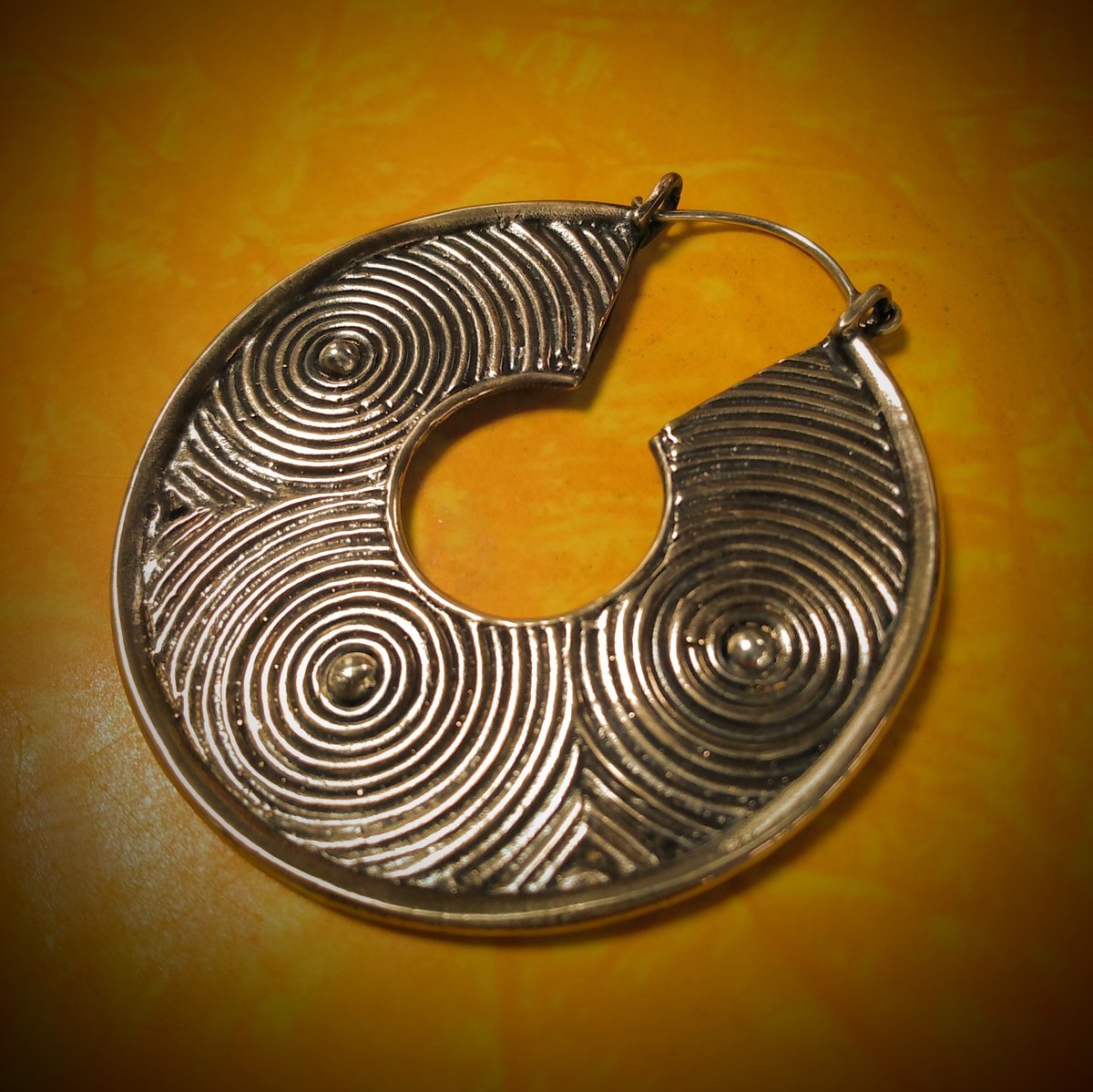 Image of 2 1/4" bronze + sterling silver 'pharos' hoop earrings