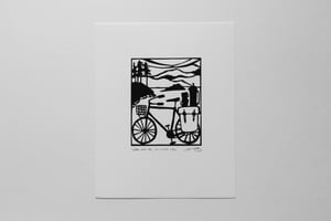 Image of "Coffee Outside, On a Bicycle" 8x10" print